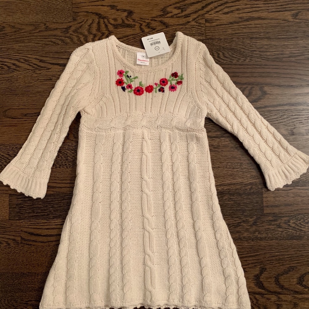Hanna Andersson Sweater Dress w/Floral Embroidery